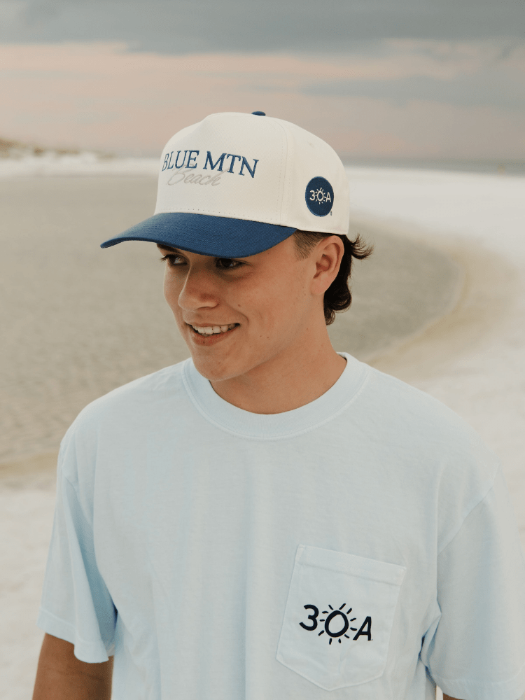 30A Blue Mountain Script Hat - 30A Gear - caps adjustable