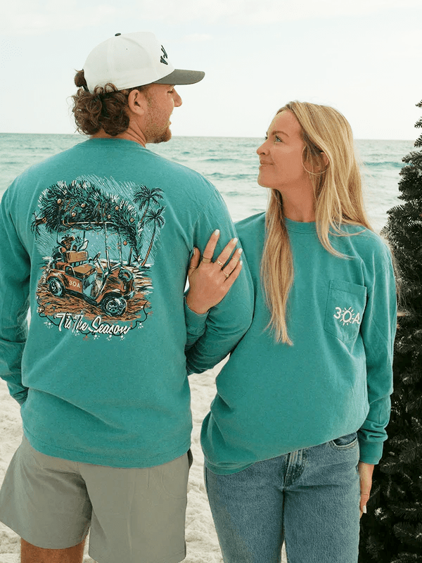 30A Golf Cart Christmas Long Sleeve T-Shirt - 30A Gear - men tee
