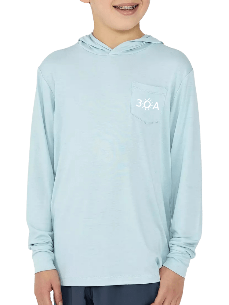 30A Wordmark Free Fly Youth Bamboo Shade Hoodie - 30A Gear - youth outerwear