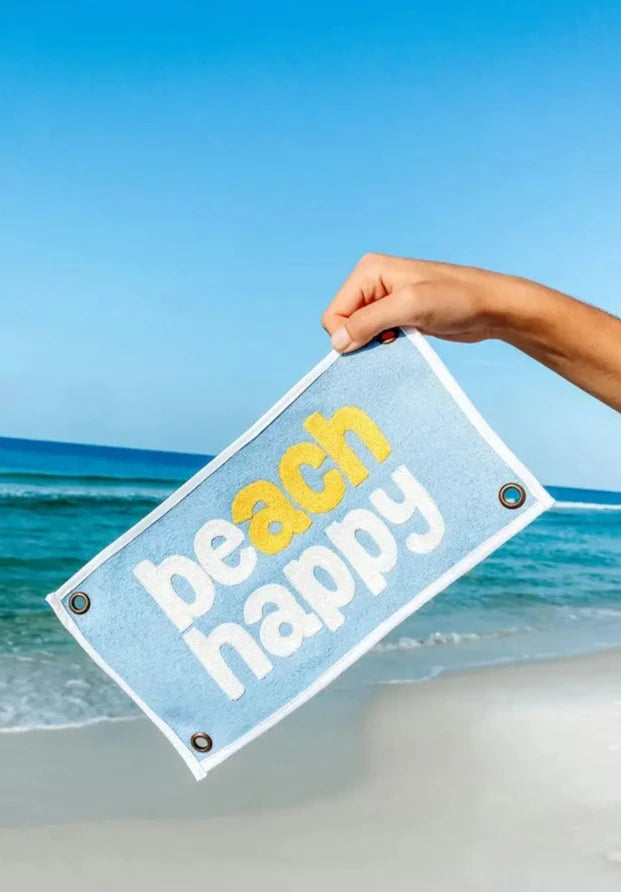 30A Beach Happy Embroidered Canvas Flag