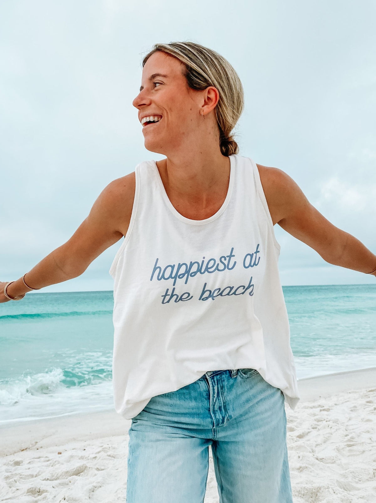 Happiest At The Beach Racer Tank Top
