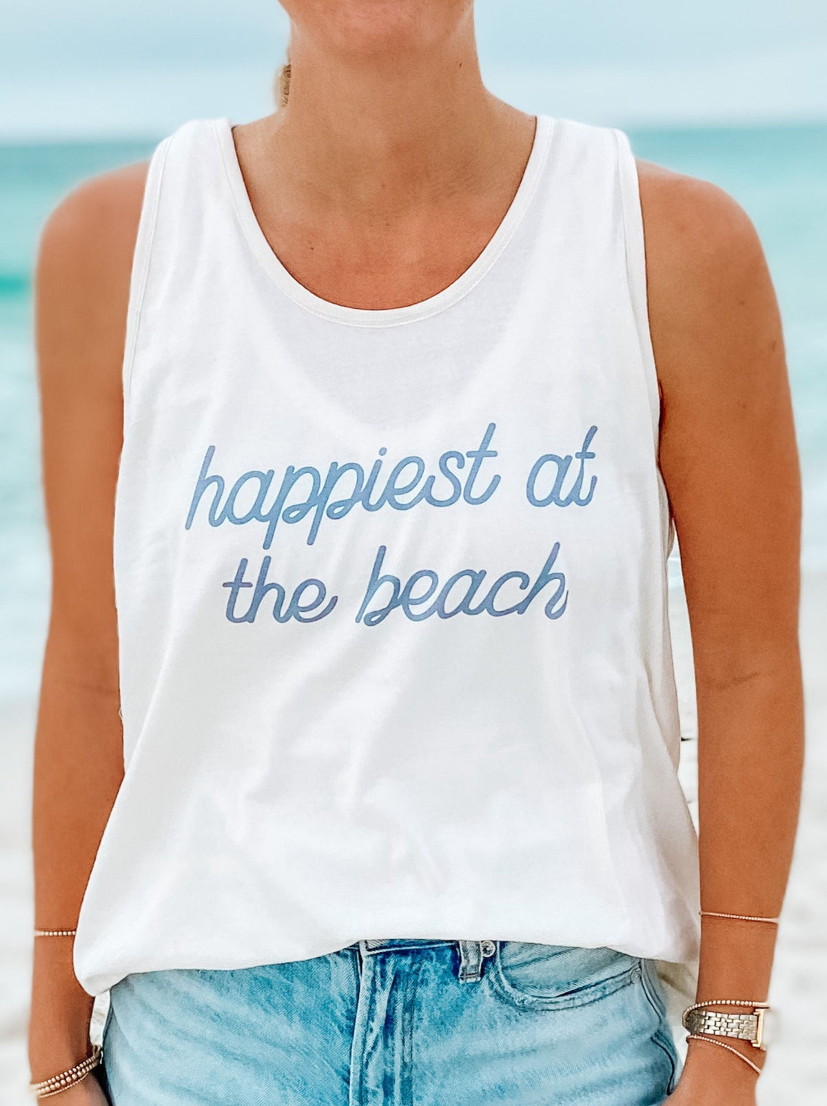 Happiest At The Beach Racer Tank Top