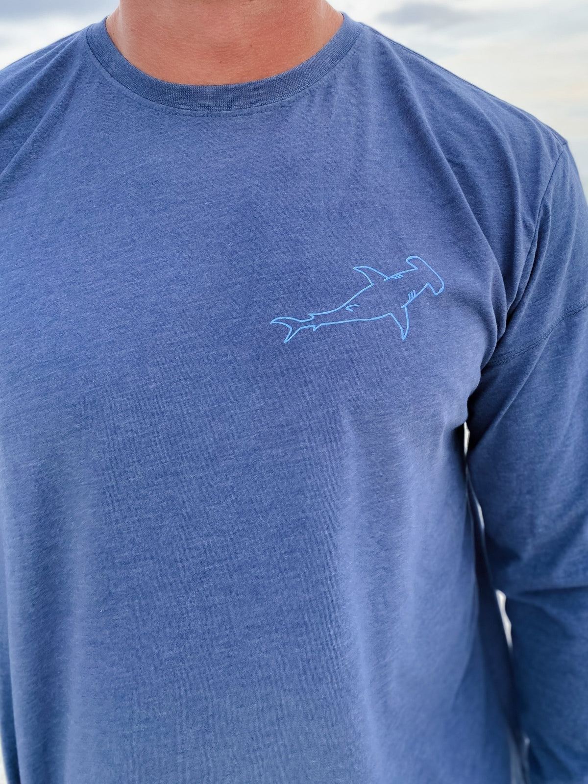 shark outline long sleeve t-shirt