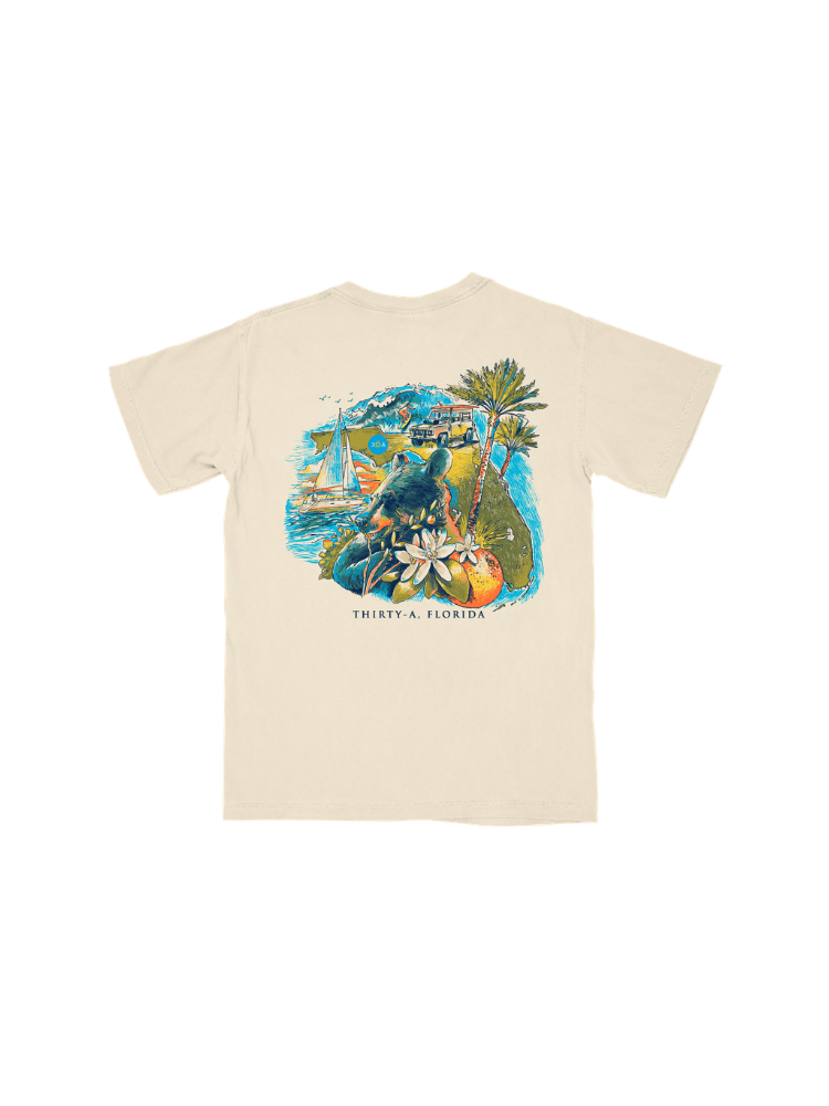 Florida State Outline Collage T-Shirt - 30A Gear - men tee