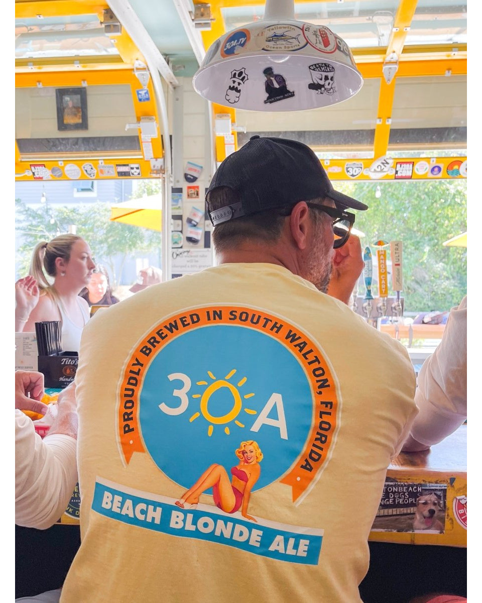 30A Beach Blonde Beer Label T-Shirt - 30A Gear - men tee