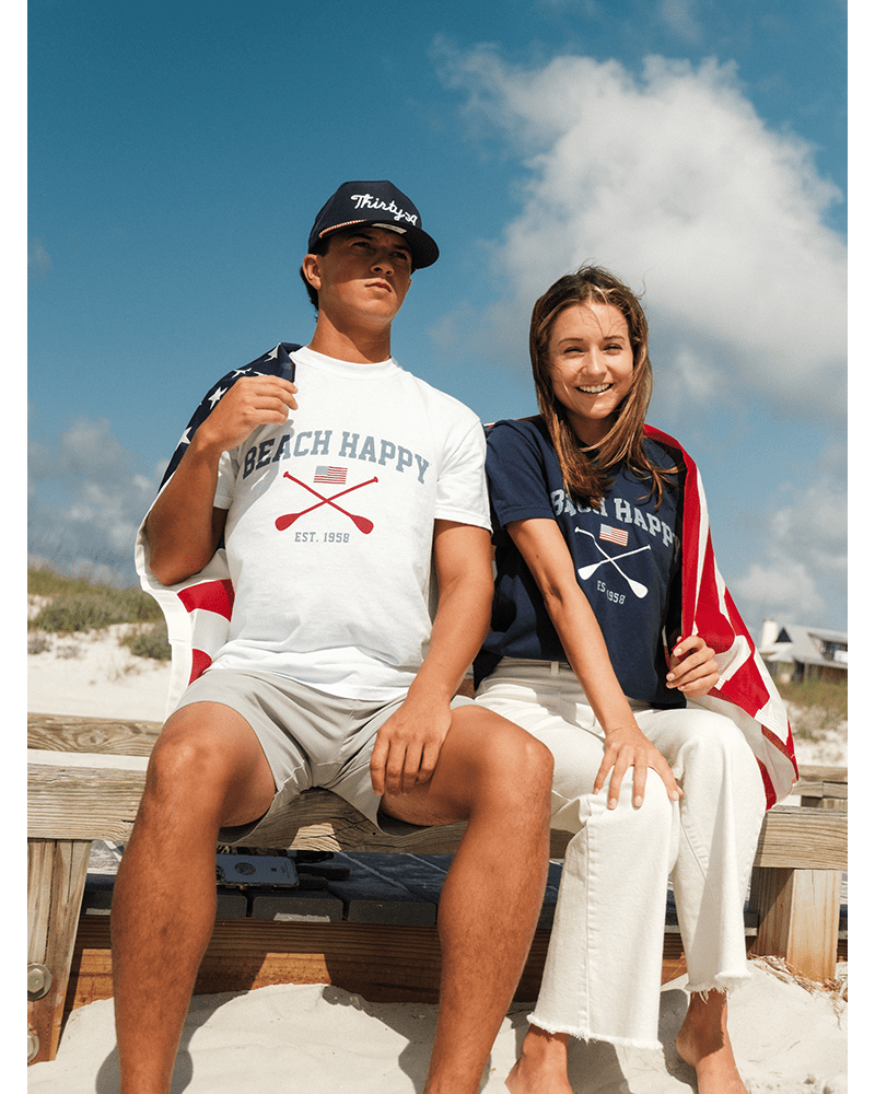 30A Beach Happy Classic Flag T-Shirt - 30A Gear - men tee