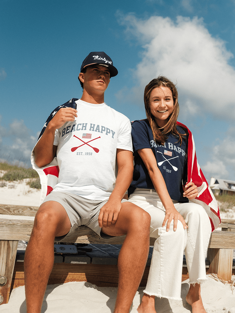 30A Beach Happy Classic Flag T-Shirt - 30A Gear - men tee