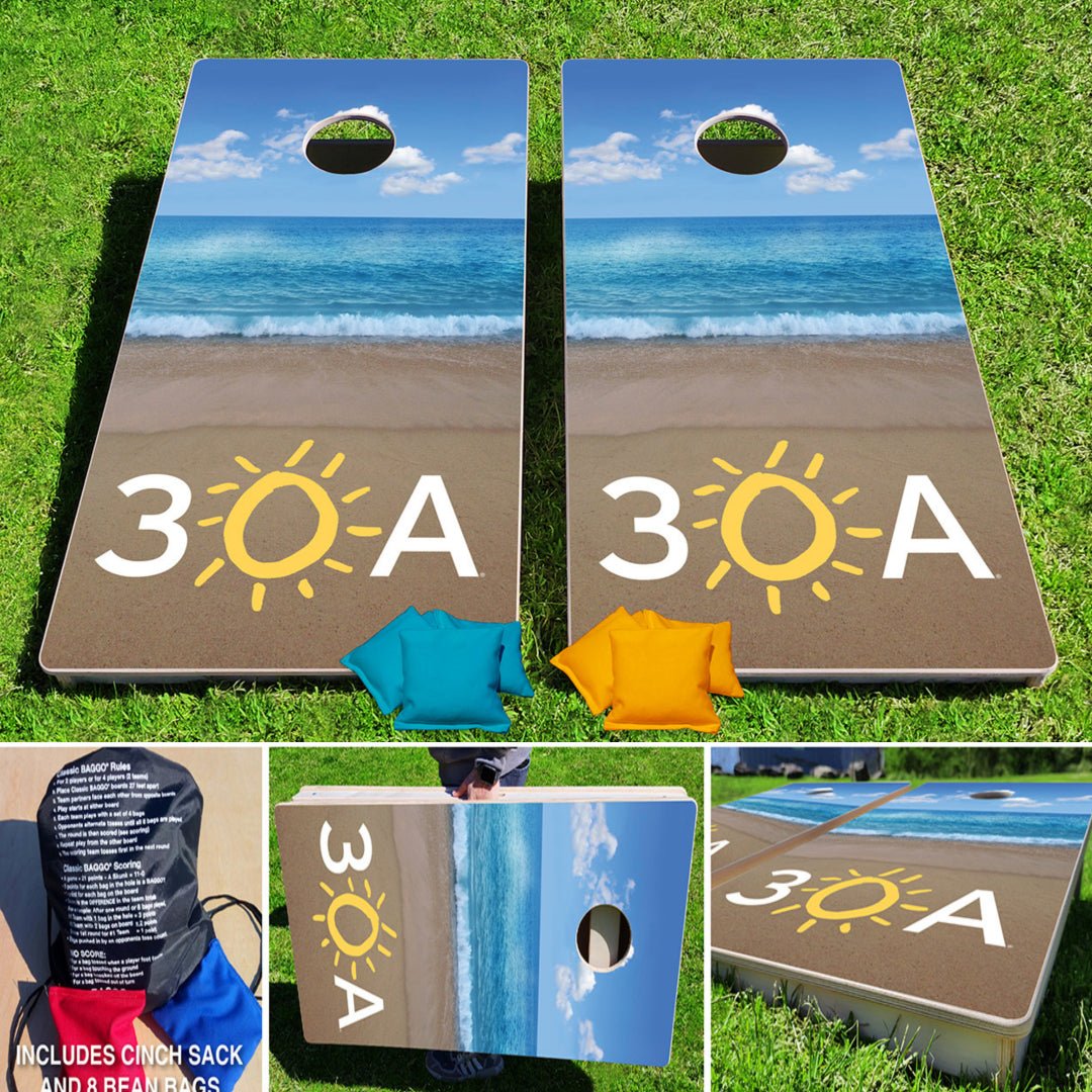 30A Beach Pro Cornhole Bean Bag Toss Game 24x48 with 8 Regulation 16oz Bags - 30A Gear - novelty misc