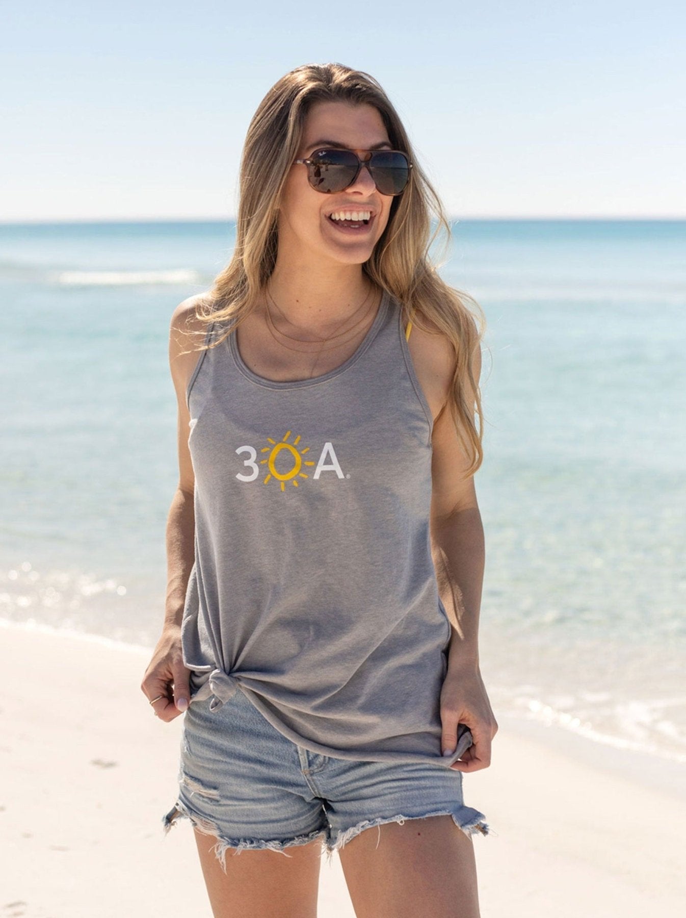 30A Block Logo Racer Tank Top - 30A Gear - women tank