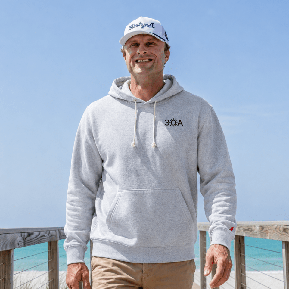 30A Logo 1636 Hoodie Ash - 30A Gear - Mens Hoodie Legacy