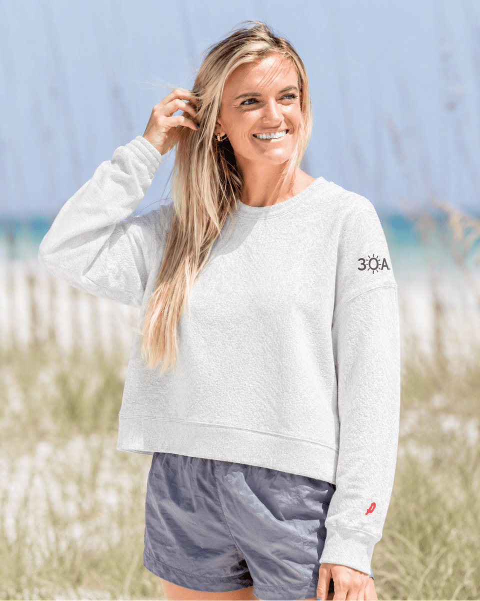 30A Logo Ladies 1636 Boxy Crew - 30A Gear - Ladies Fleece