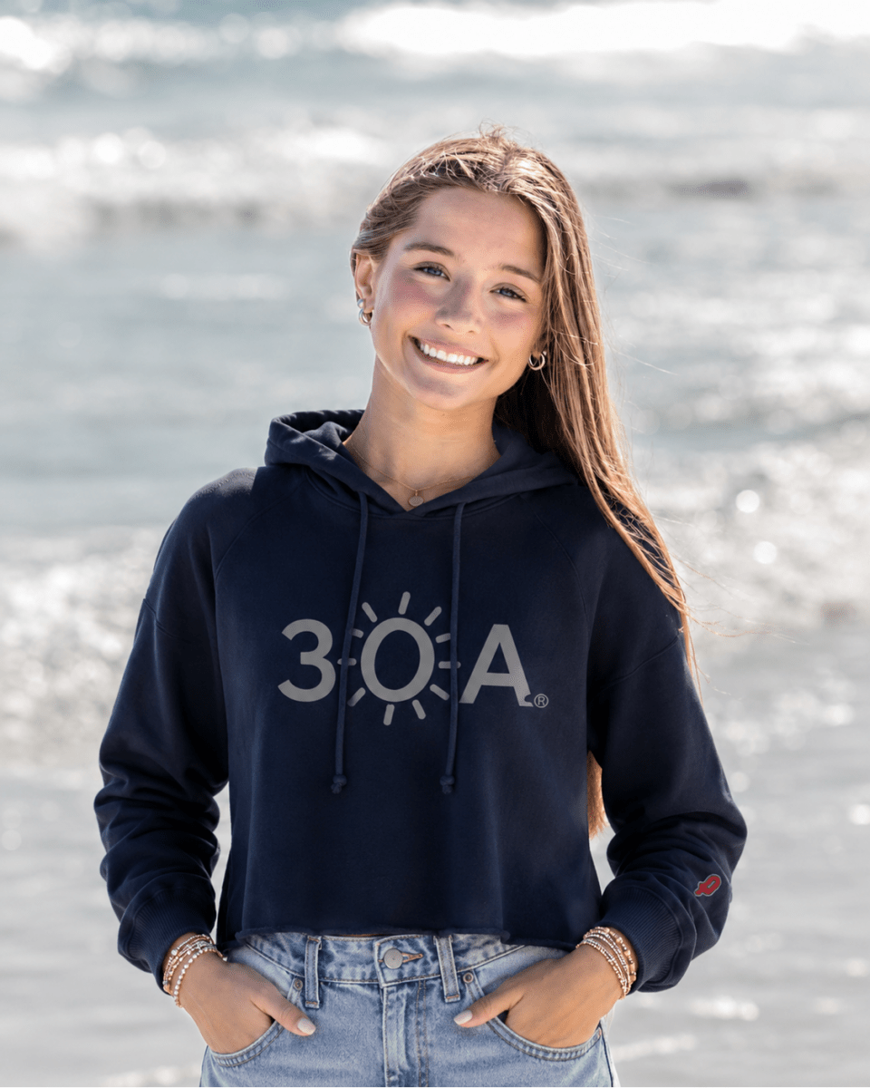 30A Logo Ladies 1636 Crop Hoodie - 30A Gear - Ladies Fleece