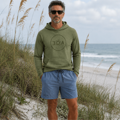 30A Logo Pebble Hoodie - 30A Gear - Mens Fleece