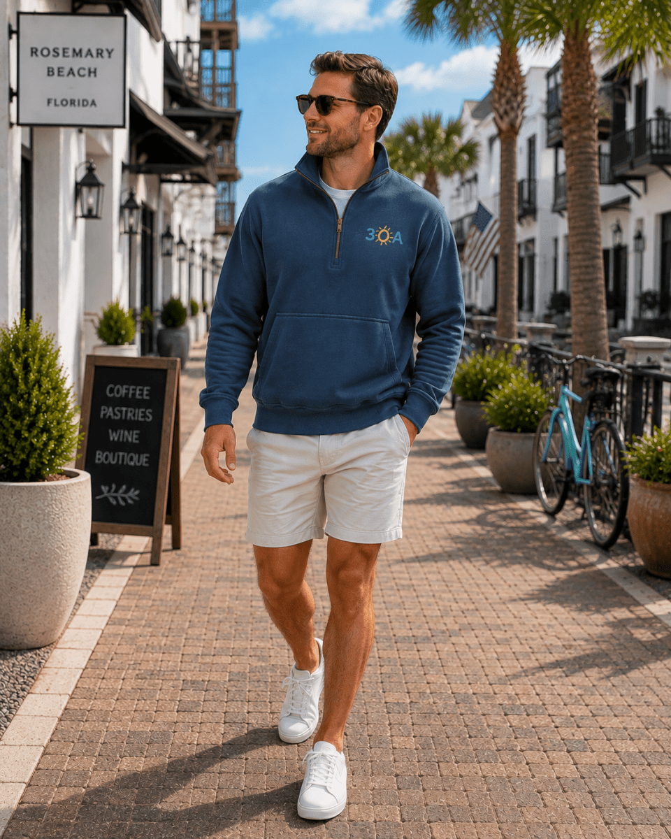 30A Logo Vintage 1/4 Zip - 30A Gear - Mens Fleece