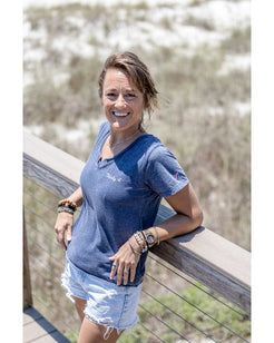 30A Logo W Short Sleeve V Neck - 30A Gear - Ladies Burnout