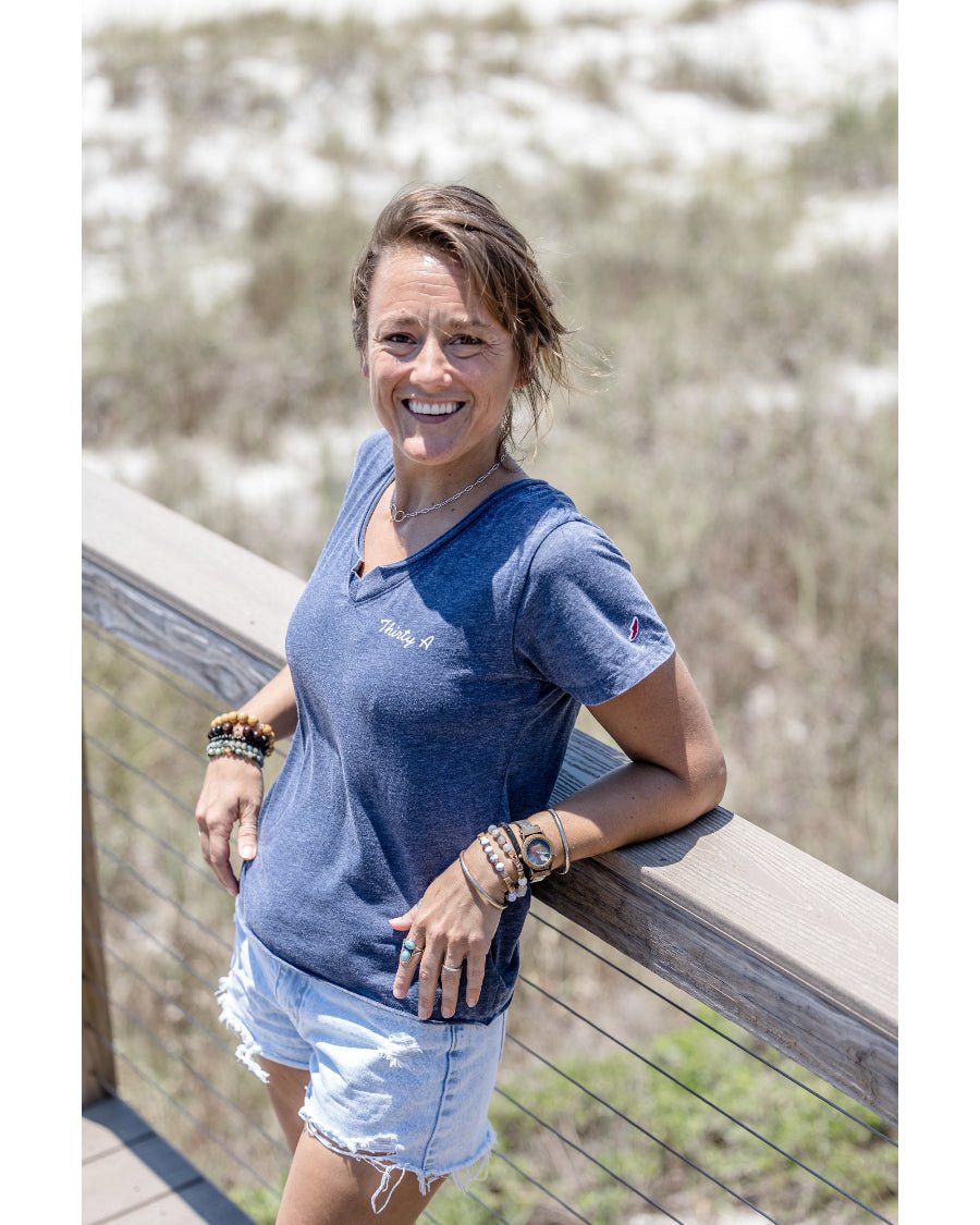 30A Logo W Short Sleeve V Neck - 30A Gear - Ladies Burnout