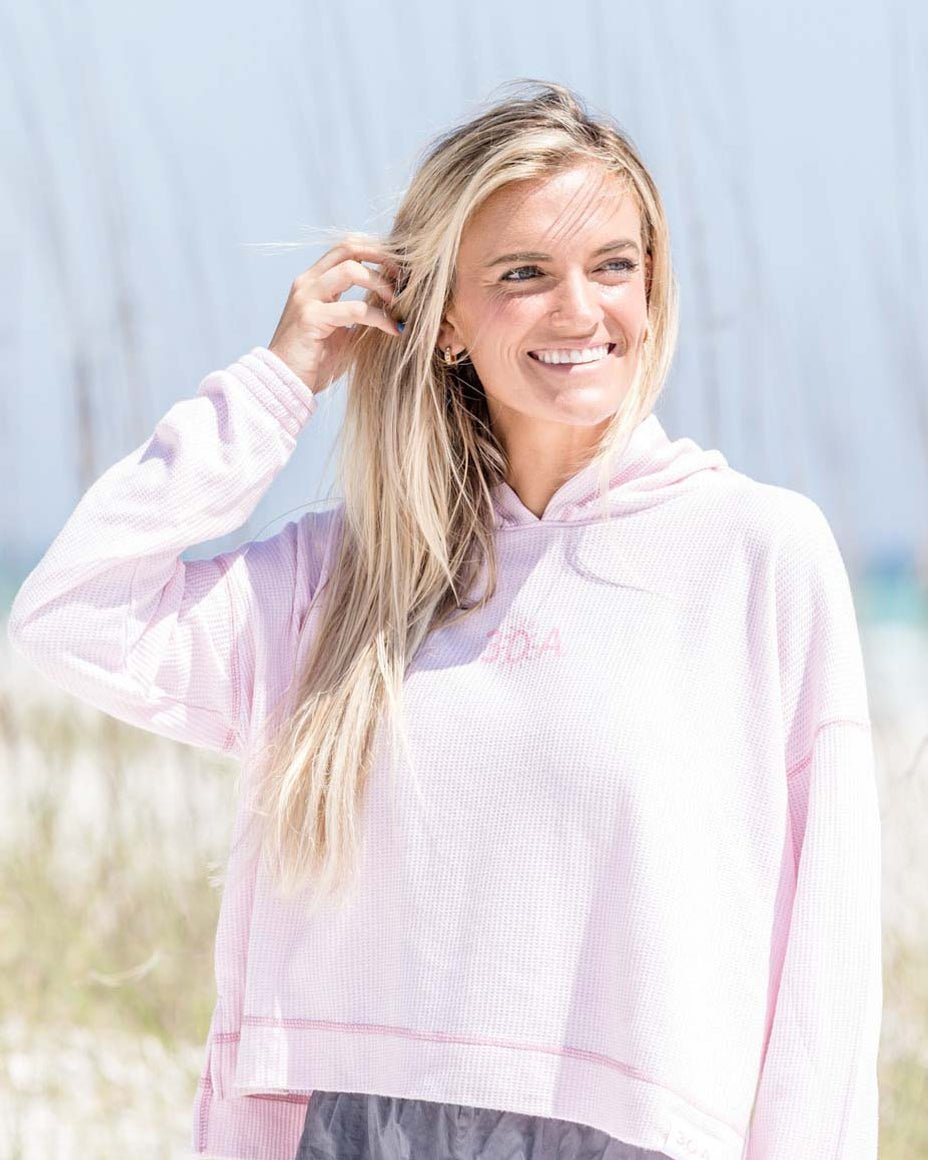 30A Logo W Waffle Hoodie - 30A Gear - Ladies Waffle Hoodie