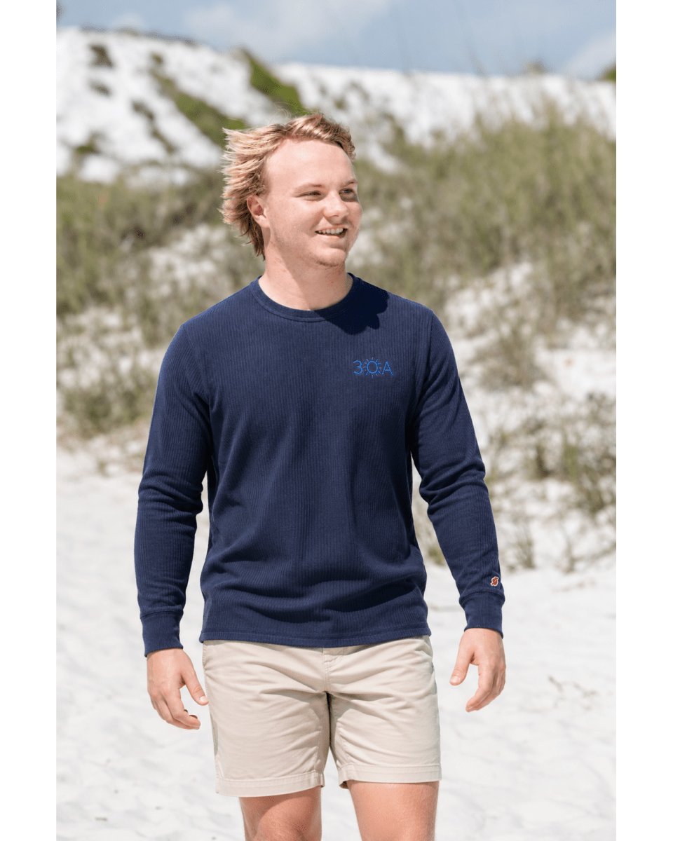 30A Logo Waffle Long Sleeve Crew - 30A Gear - Mens Waffle