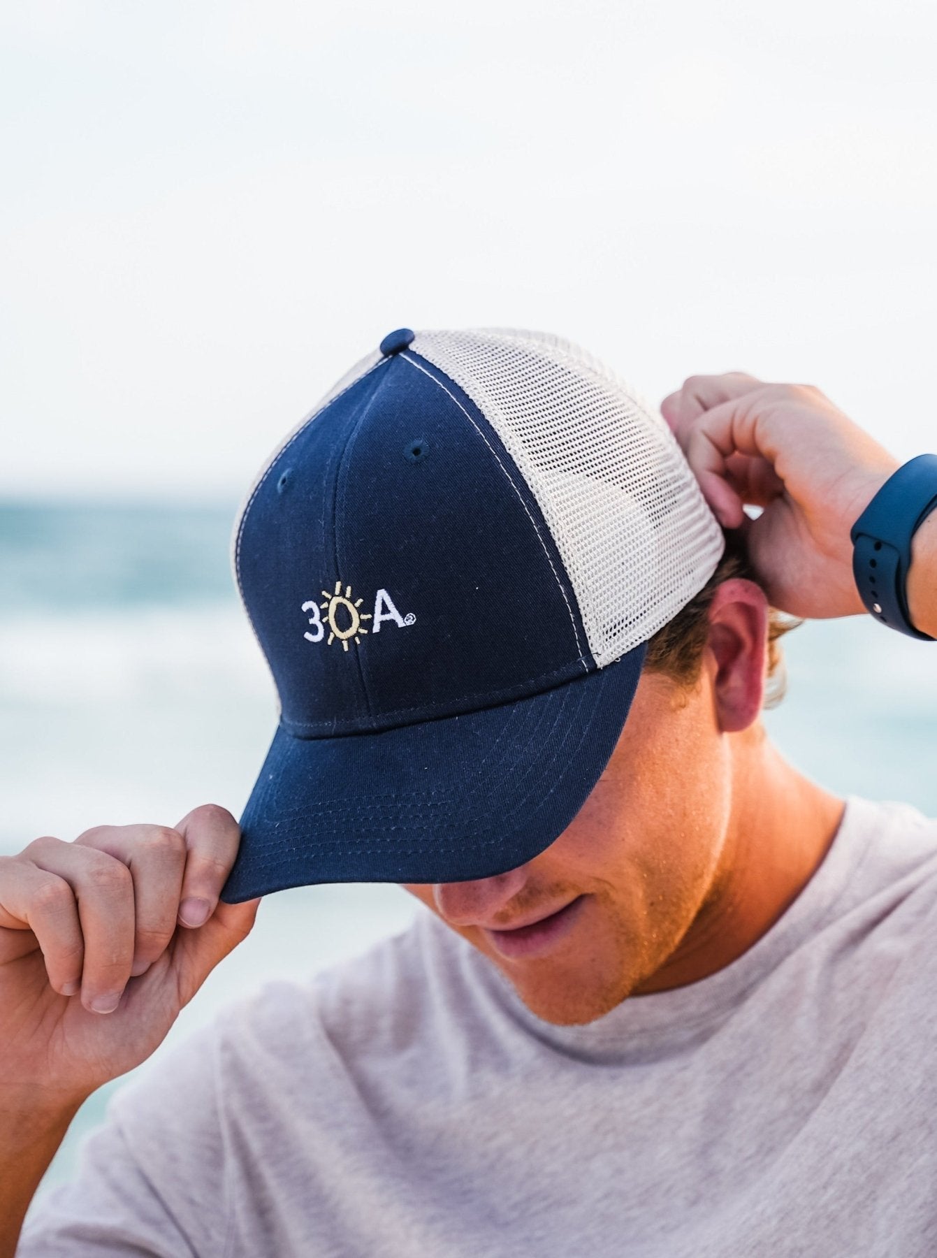 30A Wordmark Beach Happy Trucker Hat - 30A Gear - caps adjustable