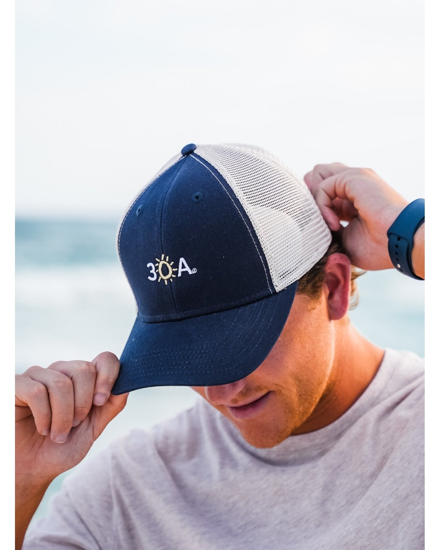 30A Wordmark Beach Happy Trucker Hat - 30A Gear - caps adjustable