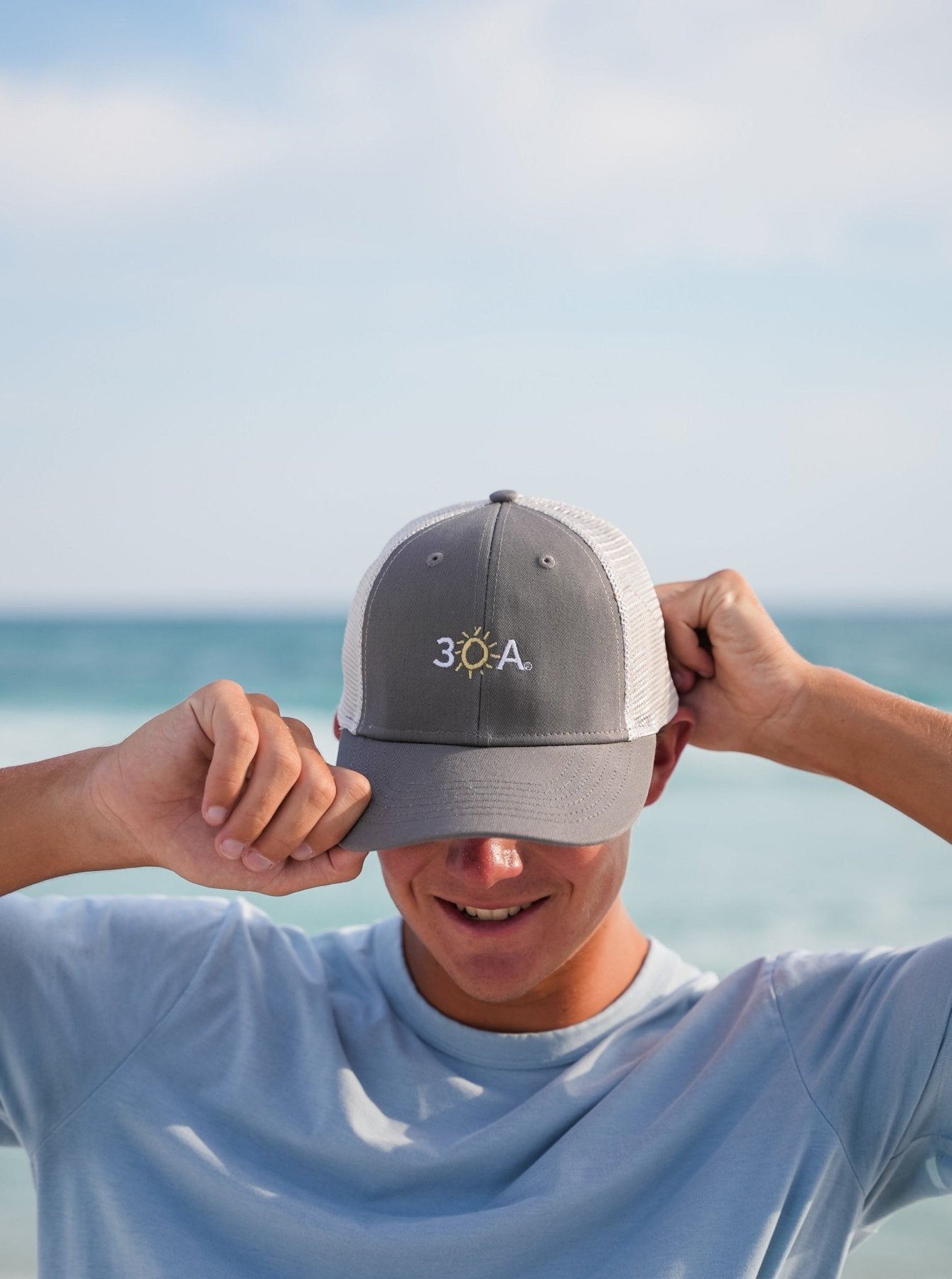 30A Wordmark Beach Happy Trucker Hat - 30A Gear - caps adjustable