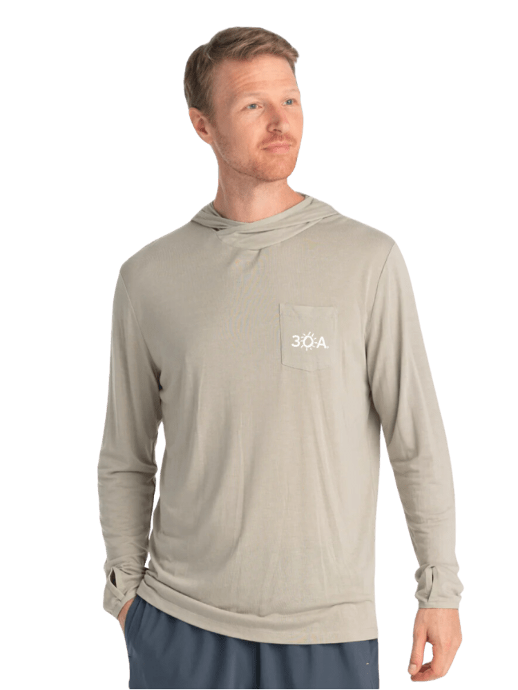 30A Wordmark Free Fly Men's Bamboo Lightweight Hoodie - 30A Gear - men outerwear