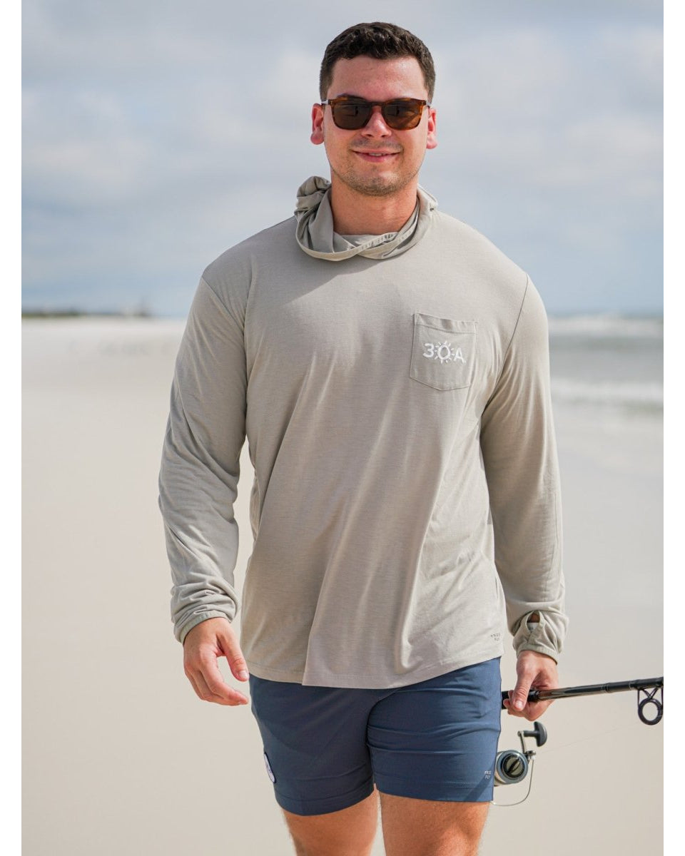 30A Wordmark Free Fly Men's Bamboo Lightweight Hoodie - 30A Gear - men outerwear