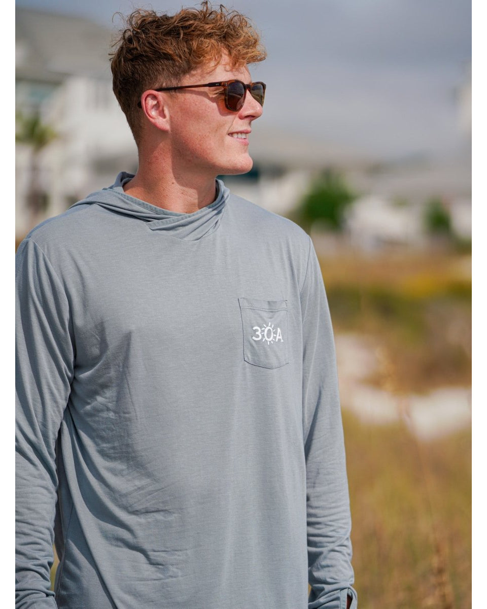 30A Wordmark Free Fly Men's Bamboo Lightweight Hoodie - 30A Gear - men outerwear