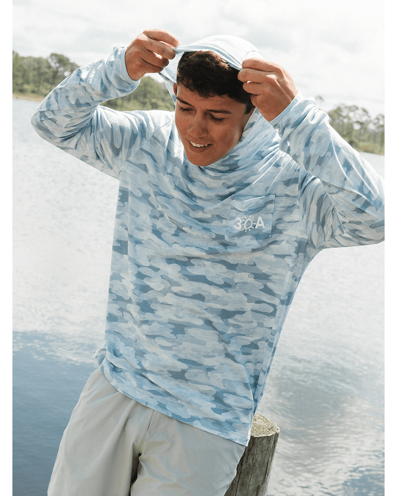 30A Wordmark Free Fly Men's Bamboo Lightweight Hoodie - 30A Gear - men outerwear
