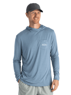 30A Wordmark Free Fly Men's Bamboo Lightweight Hoodie - 30A Gear - men outerwear