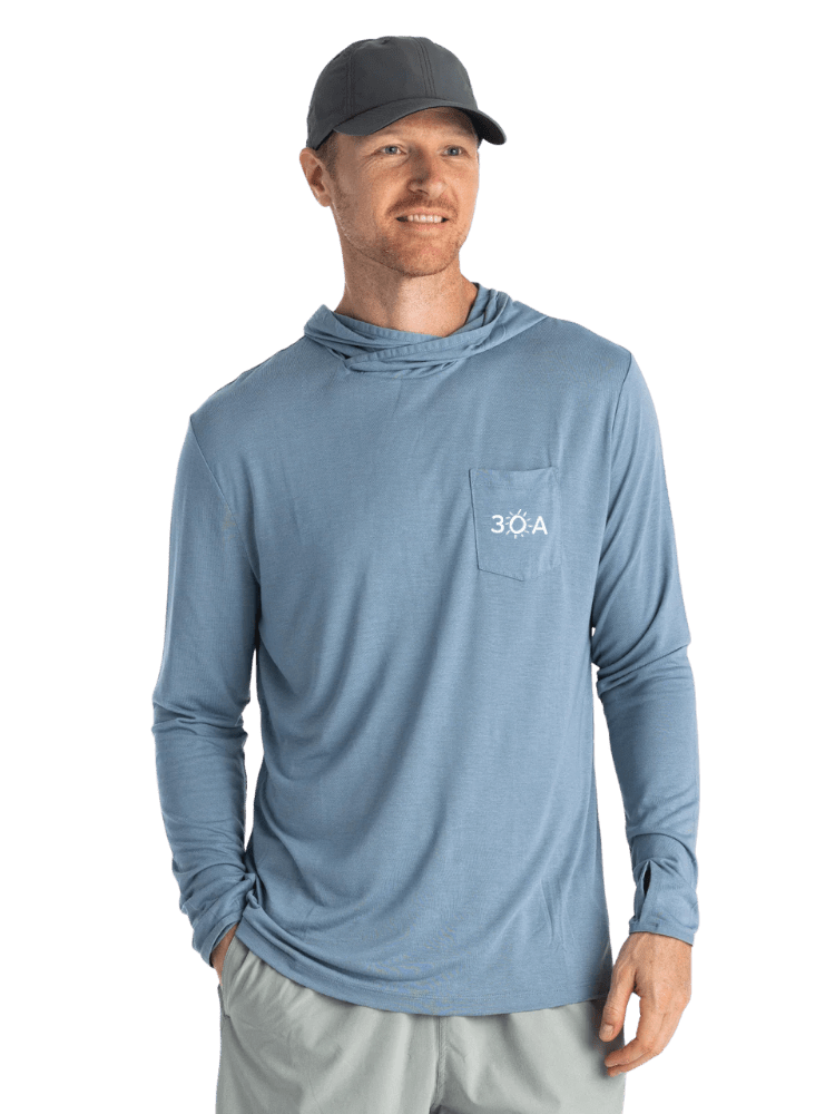 30A Wordmark Free Fly Men's Bamboo Lightweight Hoodie - 30A Gear - men outerwear