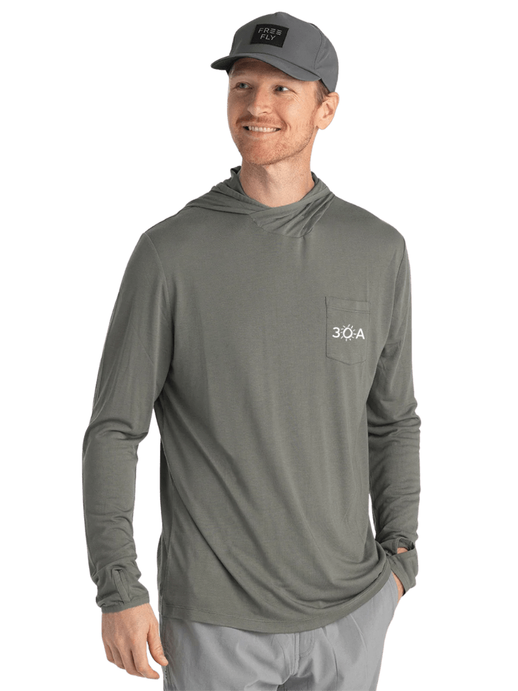 30A Wordmark Free Fly Men's Bamboo Lightweight Hoodie - 30A Gear - men outerwear