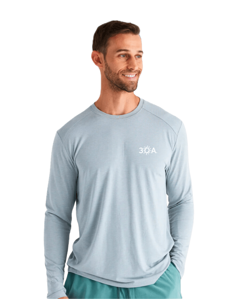 30A Wordmark Free Fly Men's Bamboo Shade Long Sleeve - 30A Gear - men tee