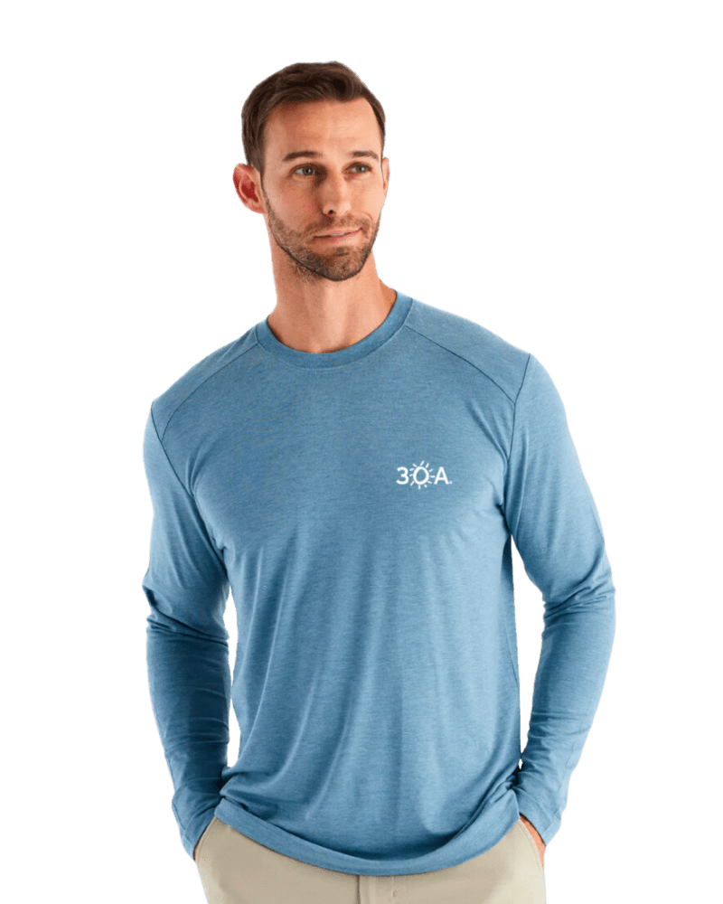 30A Wordmark Free Fly Men's Bamboo Shade Long Sleeve - 30A Gear - men tee