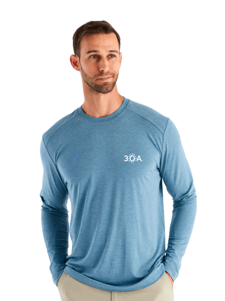 30A Wordmark Free Fly Men's Bamboo Shade Long Sleeve - 30A Gear - men tee