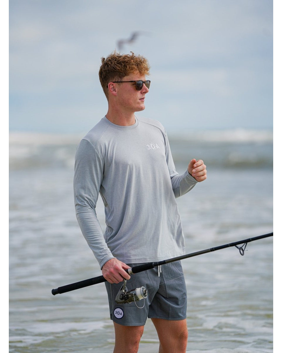 30A Wordmark Free Fly Men's Bamboo Shade Long Sleeve - 30A Gear - men tee