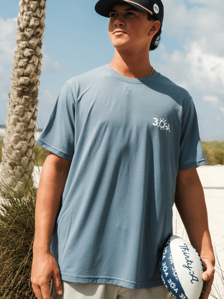30A Wordmark Free Fly Men's Elevate Lightweight T-Shirt - 30A Gear - men tee