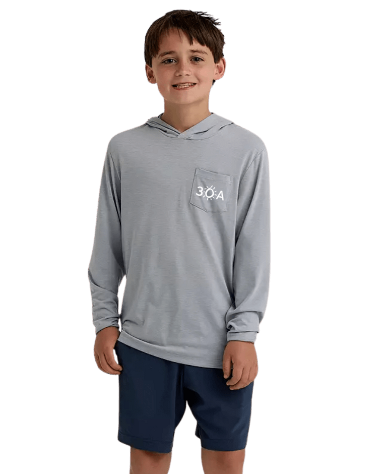 30A Wordmark Free Fly Youth Bamboo Shade Hoodie - 30A Gear - youth outerwear