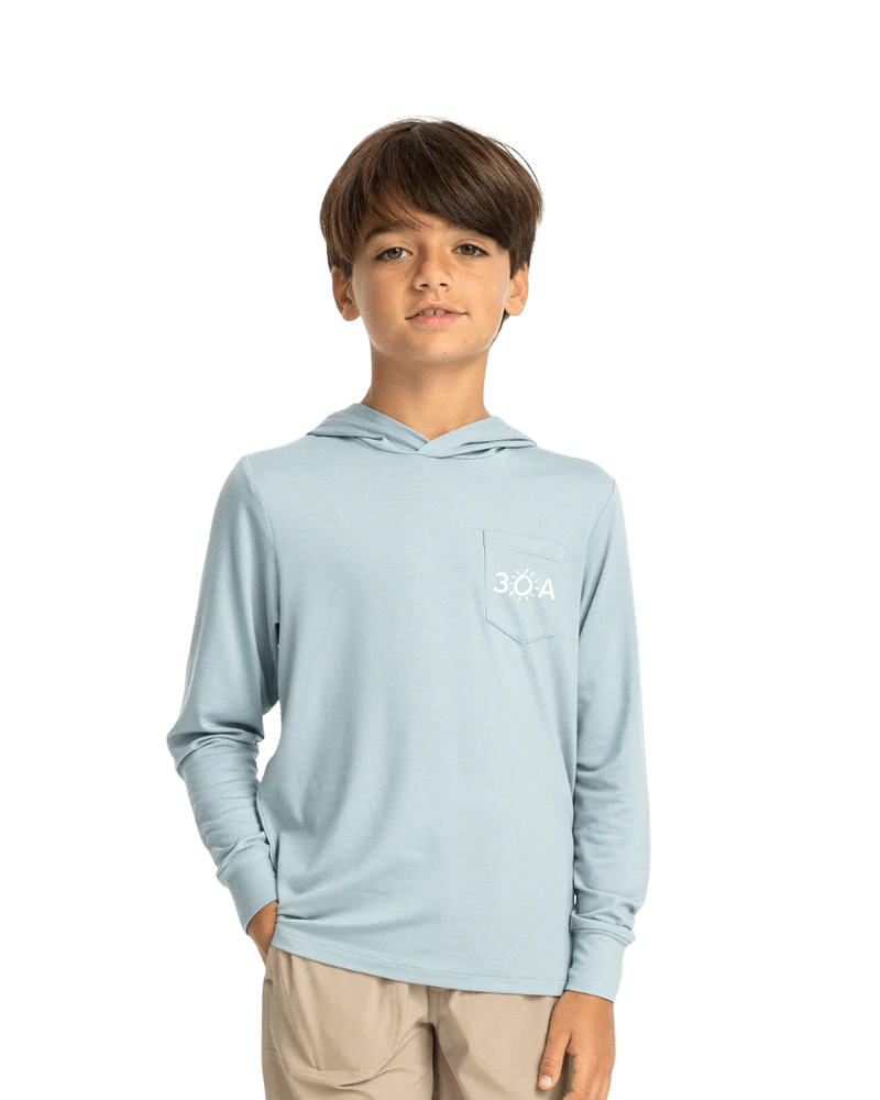 30A Wordmark Free Fly Youth Bamboo Shade Hoodie - 30A Gear - youth outerwear