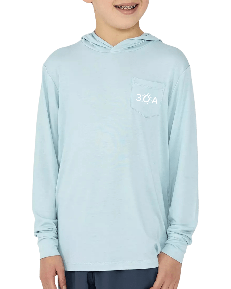 30A Wordmark Free Fly Youth Bamboo Shade Hoodie - 30A Gear - youth outerwear
