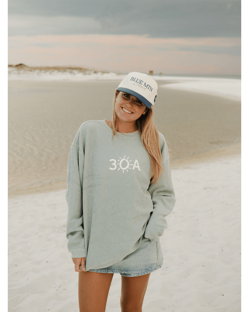 30A Wordmark Logo Charles River Corded Crew Sweatshirt - 30A Gear - men fleece