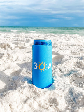 30A Wordmark Logo Slim Can Cooler - 30A Gear - novelty drinkware