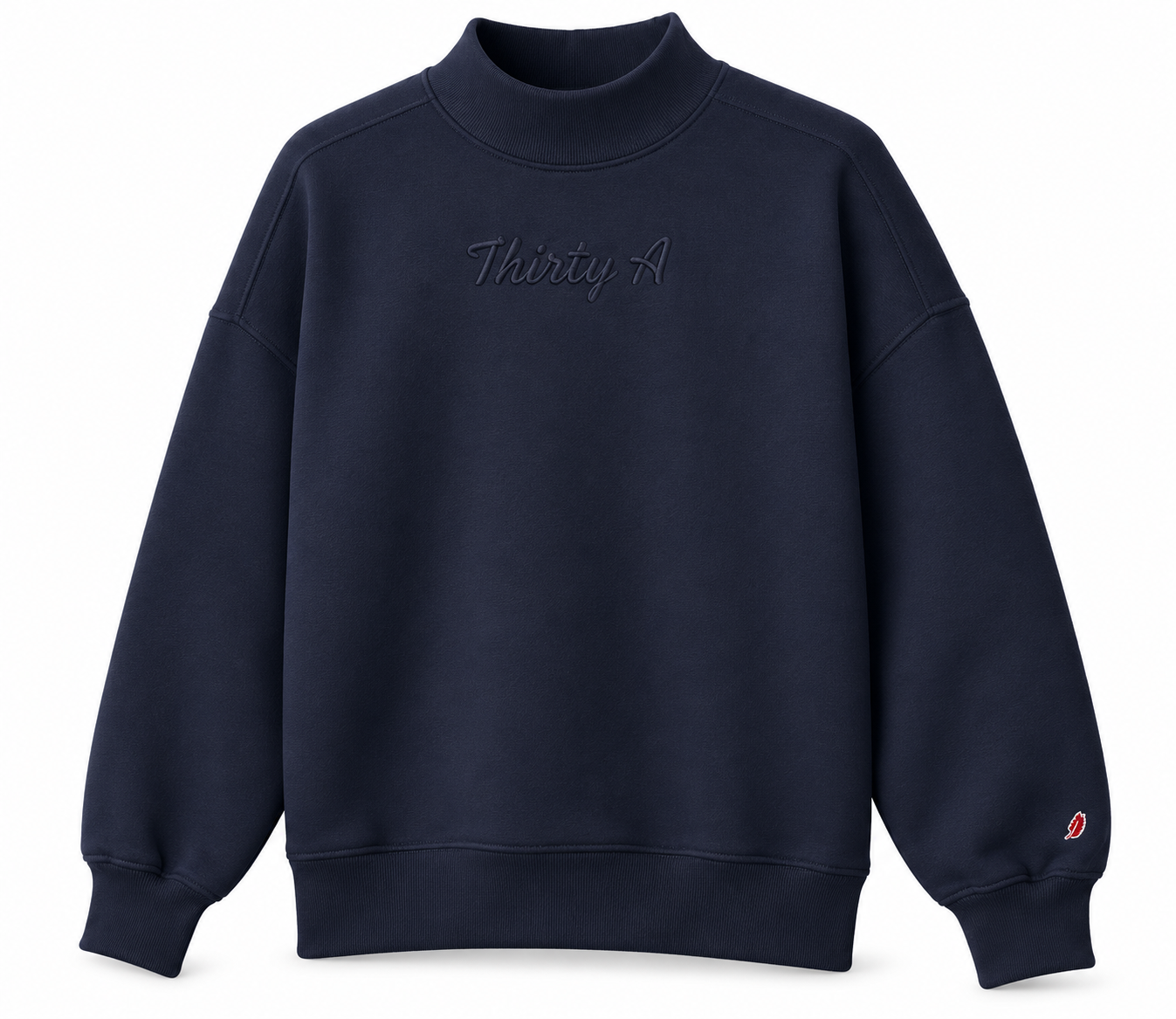 Thirty A Script Reverse Fleece Diana Mock Neck