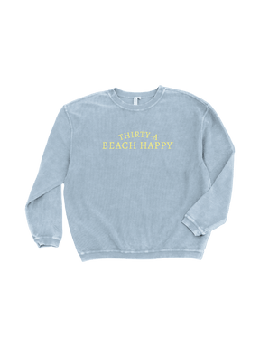 Beach Happy Embroidered Corded Crew Sweatshirt - 30A Gear - women fleece