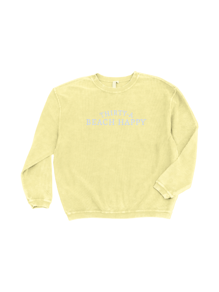 Beach Happy Embroidered Corded Crew Sweatshirt - 30A Gear - women fleece