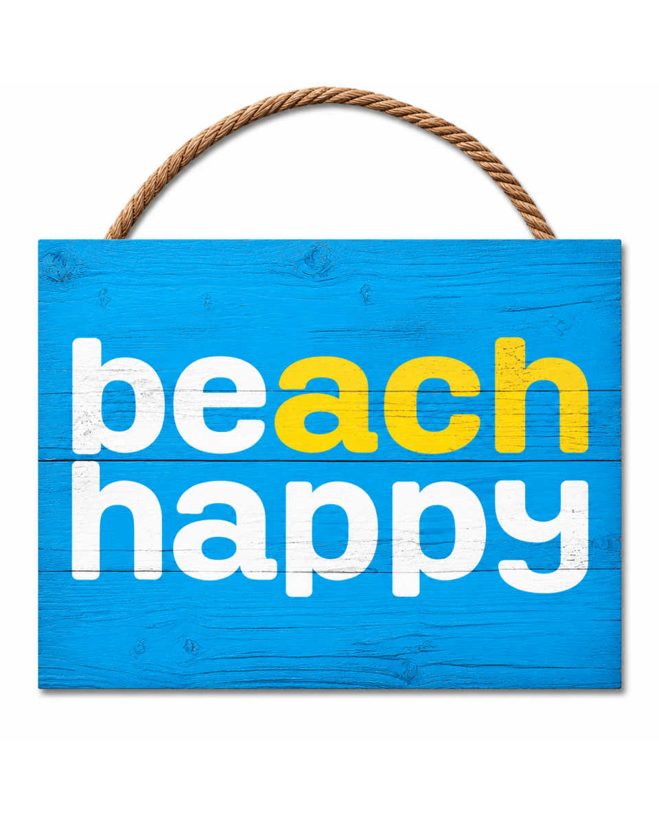 Beach Happy Hanging Wood Block Sign - 30A Gear - Home