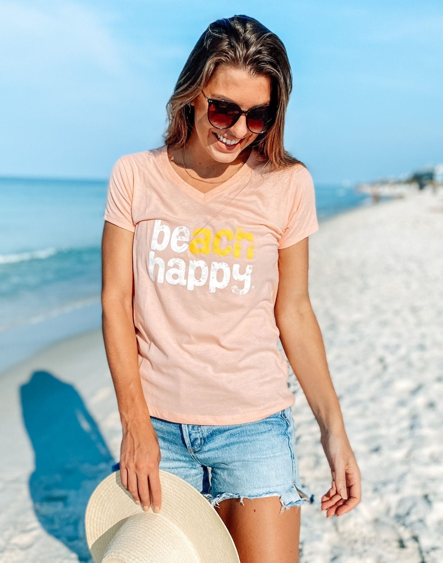 Beach Happy V - neck T - Shirt - 30A Gear - women tee