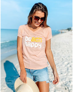 Beach Happy V - neck T - Shirt - 30A Gear - women tee