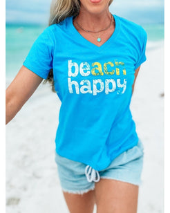 Beach Happy V - neck T - Shirt - 30A Gear - women tee