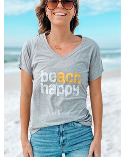 Beach Happy V - neck T - Shirt - 30A Gear - women tee